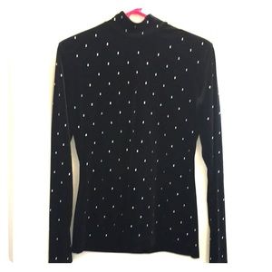 Sequin embellished long sleeve velvet top